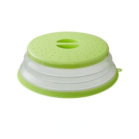 1pc Microwave Splatter Cover; Heating Folding Cover; Silicone Fresh-keeping Cover; Oil-proof Splash-proof Cover With Hook Cooking Lid - Green