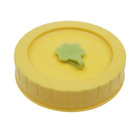 1pc Cute Universal Mason Jar Lids With Straw Hole; 70mm/2.76in Diameter Storage Wide Mouth Leak Proof; Kitchen Supplies - Yellow