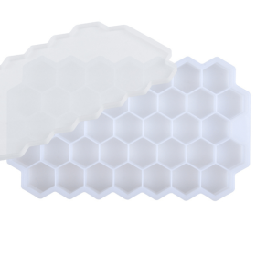 1pc Ice Tray Mold; Honeycomb Silicone Ice Tray; Hexagonal Ice Tray; 37 Grids Honeycomb Ice Tray; Ice Cube Mold; Honeycomb Ice Box; Ice Ball - White