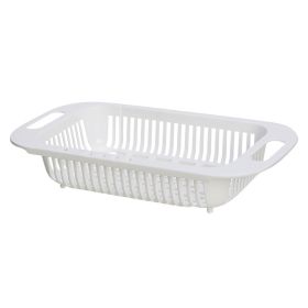 1pc Retractable Fruits And Vegetables Drain Basket; Extendable Over The Sink; Adjustable Strainer; Sink Washing Basket For Kitchen - White