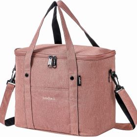 1pc Insulated Lunch Bag For Men/Women; Reusable Large Lunch Cooler Box Tote Shoulder Strap For Work Office Picnic Beach Travel Food - Pink