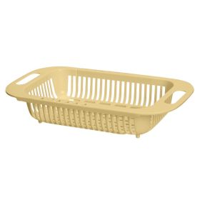 1pc Retractable Fruits And Vegetables Drain Basket; Extendable Over The Sink; Adjustable Strainer; Sink Washing Basket For Kitchen - Beige Color