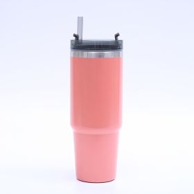 1pc Stainless Steel Vacuum Mug; Home; Office Or Car Vacuum Flask; Insulation Cup With Straw; Insulated Tumbler - Pink