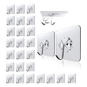 30pcs Practical Adhesive Hooks; Multifunctional Hooks; Transparent Anti-Skid Traceless Hooks; Kitchenware Hook - Transparent