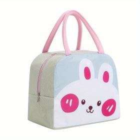 1pc Cartoon Rabbit Animal Cute Bento Bag; School Insulation Lunch Box; Lunch Bag - Gray Rabbit