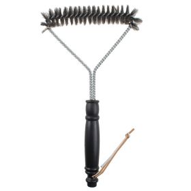 12 Inch BBQ Wire Grill Brush Triangular Stainless Steel Practical Cleaning Tool New - Black