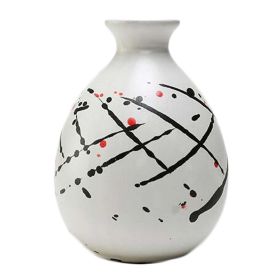 500ml White Ceramic Wine Jar Hand Painted Wine Bottle Vintage Chinese Style Wine Flask Flagon - Default