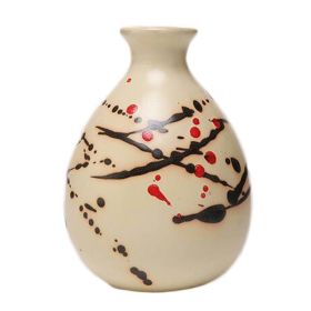 500ml Beige Ceramic Wine Jar Hand Painted Wine Bottle Vintage Chinese Style Wine Flask Flagon - Default