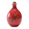 17oz Red Ceramic Wine Jar Chinese Style Empty Wine Flask Plum Blossom Wine Bottle Small Flagon - Default