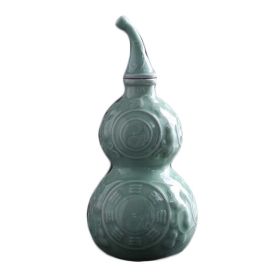 500ml Green Gourd Ceramic Wine Bottle Chinese Style Wine Jar Wine Jug Antique Empty Wine Vase Flask Flagon - Default