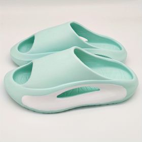 Men's Color Block Slides Casual Lightweight Non Slip Slippers, Open Toe Shoes For Indoor Outdoor Beach Shower, Spring And Summer - Cyan - 10.5-11