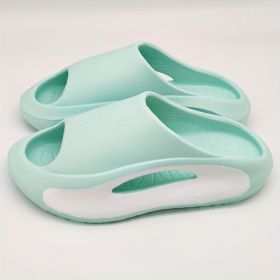 Men's Color Block Slides Casual Lightweight Non Slip Slippers, Open Toe Shoes For Indoor Outdoor Beach Shower, Spring And Summer - Cyan - 7.5-8