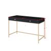 ACME Ottey Writing Desk, Black High Gloss & Gold Finish 93540 - as Pic