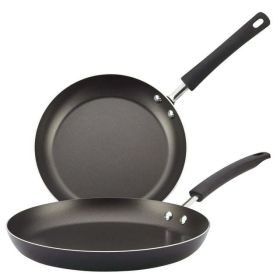 2-Piece Easy Clean Aluminum Non-Stick Frying Pan/Fry Pan/Skillet, Black - Black