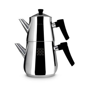 Serenk Definition Stainless Steel Tea Pot Set Black - metallic