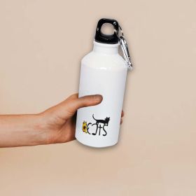 Biggdesign Cats Aluminum Flask with Carabiner 400 ml - White