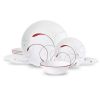 Splendor, White and Red Round 12-Piece Dinnerware Set - white