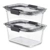 4.7 Cup Brilliance Glass Food Storage Containers, 2-Pack with Lids, BPA Free and Leak Proof - Clear