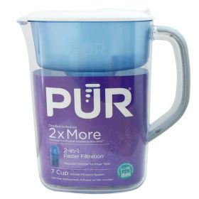 7 Cup Pitcher Filtration System, W 9.6" x H 10.1" x L 4.5", Blue, - Blue