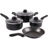 7 Piece Nonstick Cookware Set, Black - Black