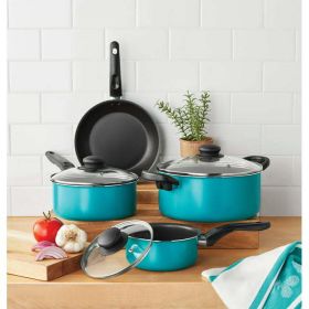 7 Piece Nonstick Cookware Set, Teal - Teal