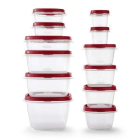 EasyFindLids 24 Piece Food Storage Containers Variety Set, Red - Red