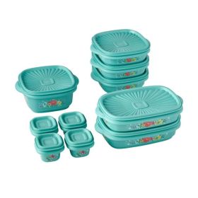 20 Piece Plastic Food Storage Container Variety Set, Breezy Blossom - Breezy Blossom