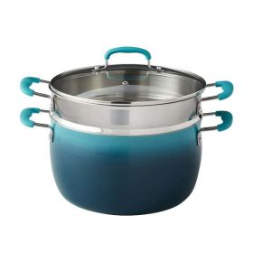 7qt Stock Pot with Steamer - blue.