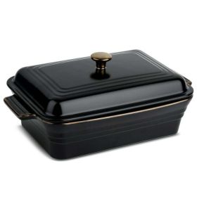 13" Stoneware Covered Baking Dish, Onyx - Black