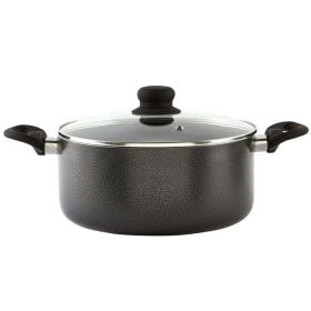 4.8 Quart Nonstick Charcoal Exterior Caldero or Dutch Oven with Glass Lid for Cooking or Serving - Black