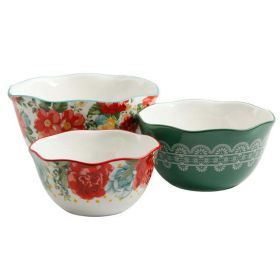 Vintage Floral 3-Piece Serving Bowl Set - Multicolor