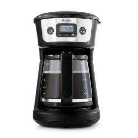 12-Cup Programmable Coffee Maker with Strong Brew Selector, Stainless Steel - black