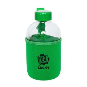 Biggdesign Moods Up Lucky Glass Flask with Neoprene Cover 600 Ml - Green