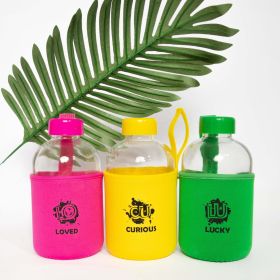 Biggdesign Moods Up Loved Glass Flask with Neoprene Cover 600 Ml - Pink