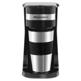 Single Serve Personal Coffee Maker with Stainless Steel Travel Mug - black