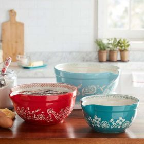 Mazie 3-Piece Ceramic Mixing Bowl Set - Multi-Color