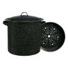 Enamel on Steel Multiuse Pot, Seafood / Tamale / Stock Pot includes steamer insert, 15.5-Quart, Black - black