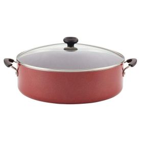 Easy Clean 14" Nonstick Family Pan, Jumbo Cooker With Lid - red