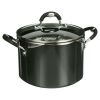 6 Quart Lock and Drain Charcoal Gray Pasta Pot - black