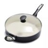 Rio 5qt Ceramic Nonstick Covered Saute Pan with Helper Handle Black - Black