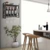 Industrial Wall Mounted Wine Rack with 3 Stem Glass Holders - Rustic Brown