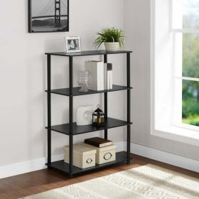 No Tools 4-Shelf Storage Bookcase - black