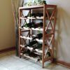 25-Bottle Freestanding Wine Rack Bottle Holder with Tabletop - Brown