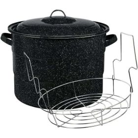 21.5-Quart Water Bath Canner with Jar Rack - black