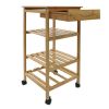 Kitchen Storage Cart with Wine Rack, 15.25Wx15.25Dx31.5H - Brown