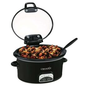 4.5-Quart Lift & Serve Hinged Lid Slow Cooker, One-Touch Control, Black - Black