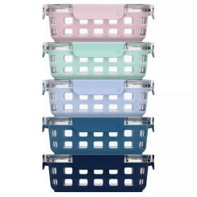 10pc Meal Prep Food Storage Container Set Pastels - multicolour