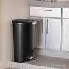 50L Semi Round Plastic Step Trash Can - black.