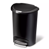 50L Semi Round Plastic Step Trash Can - black.