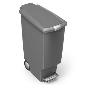 40L Slim Plastic Step Trash Can - Gray